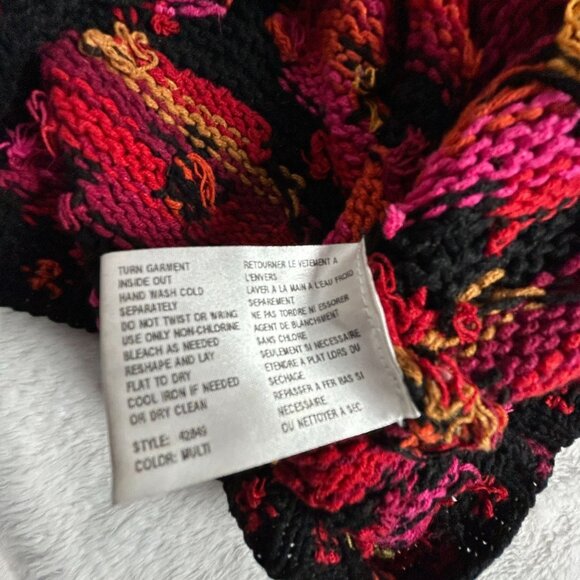 David Brooks Hand Knitted Floral Cardigan Sweater Medium Multicolor Button-Front - Picture 4 of 8